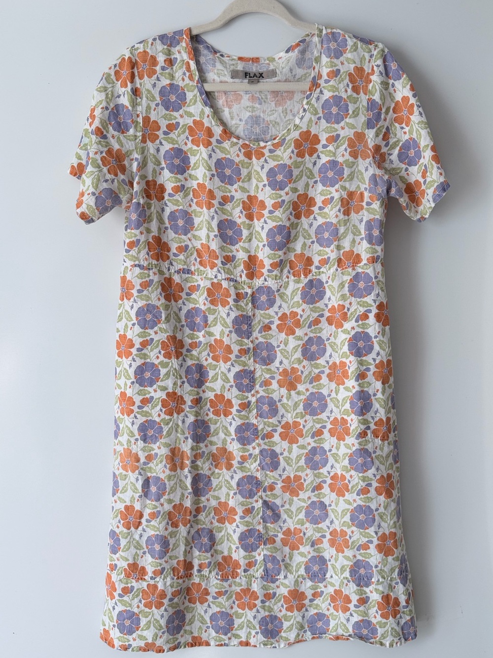 Flax Floral Linen Lagenlook Midi Dress small